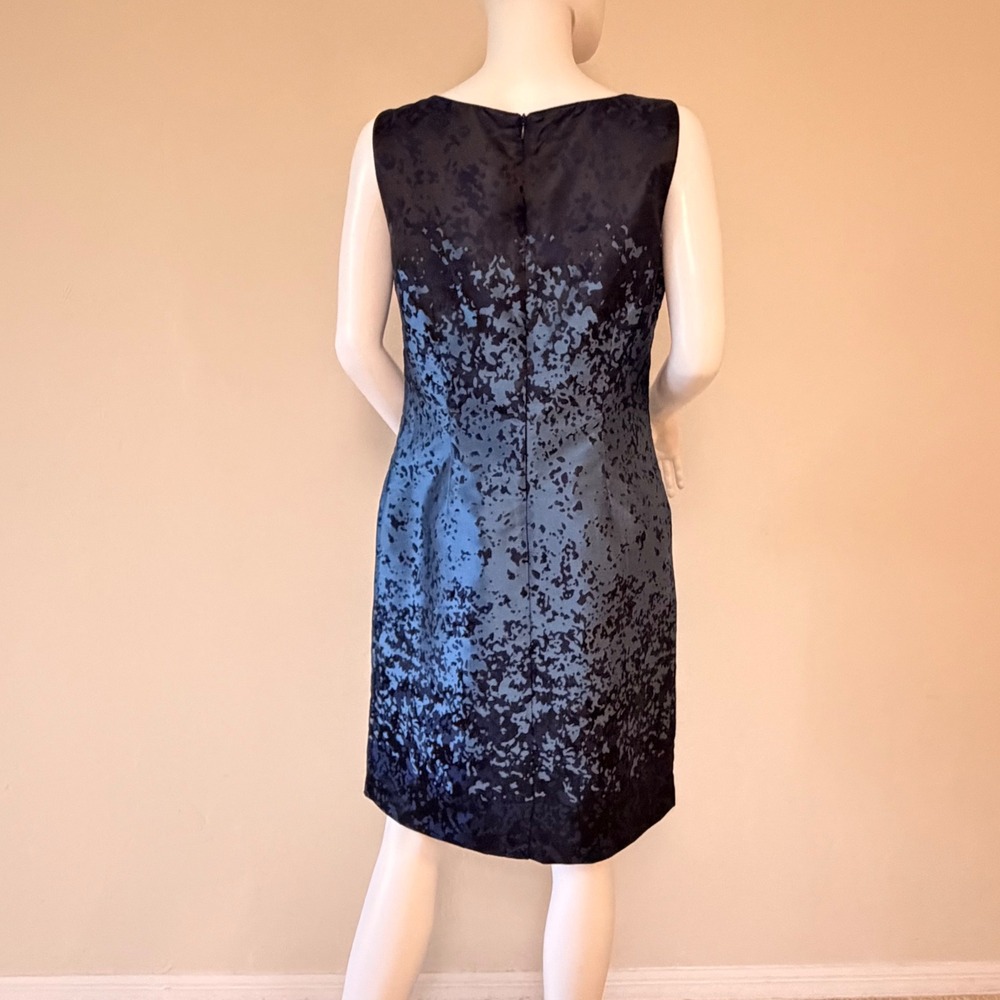 Mario Serrani Italy Navy Blue‎ Abstract Jacquard Sleeveless Sheath Dress Size 8 - Picture 5 of 11